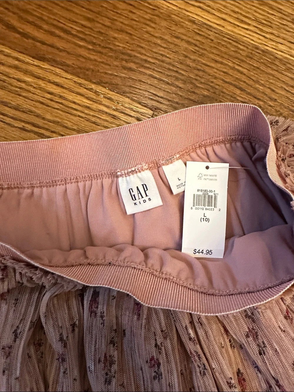 NWT GAP Girls Blush Pink Tiered Floral Mesh Skirt; L